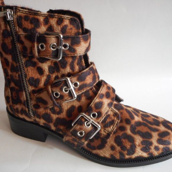 New ALDO Brown Leopard Faux Fur Boots - Picture 1 of 6